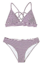 
                        
                          Load image into Gallery viewer, CUPSHE Women’s Bikini Swimsuit Stripe V Neck Back Cross Two Piece Bathing Suit
                        
                      