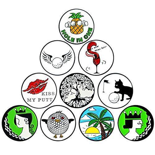 PINMEI Lot of 10 Golf Ball Markers Assorted Patterns - Soft Enamel Technique - JOY2ESpree
