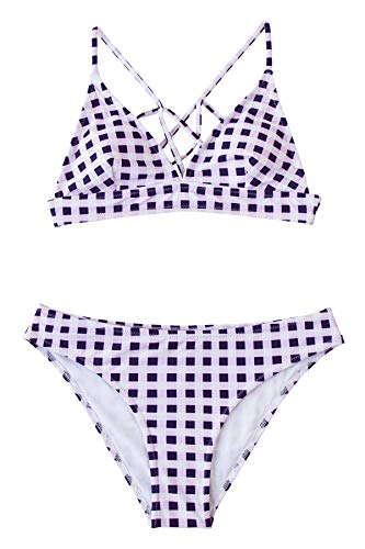 CUPSHE Women’s Bikini Swimsuit Stripe V Neck Back Cross Two Piece Bathing Suit