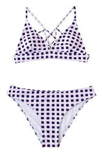 
                        
                          Load image into Gallery viewer, CUPSHE Women’s Bikini Swimsuit Stripe V Neck Back Cross Two Piece Bathing Suit
                        
                      