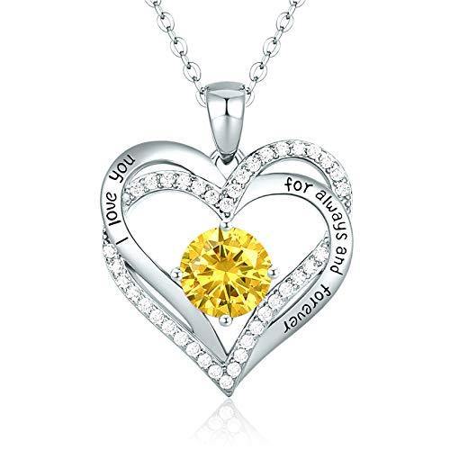 CDE Forever Love Heart Women Necklace 925 Sterling Silver Rose Gold Plated Birthstone Pendant Necklaces for Women - JOY2ESpree