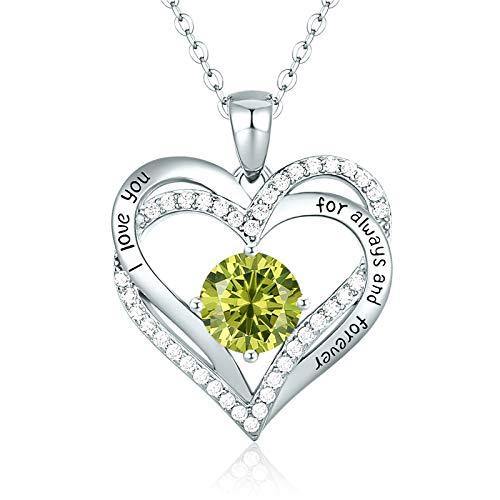 CDE Forever Love Heart Women Necklace 925 Sterling Silver Rose Gold Plated Birthstone Pendant Necklaces for Women - JOY2ESpree
