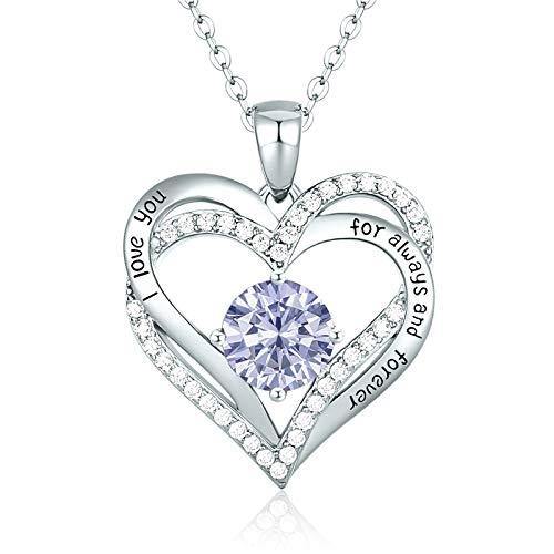 CDE Forever Love Heart Women Necklace 925 Sterling Silver Rose Gold Plated Birthstone Pendant Necklaces for Women - JOY2ESpree
