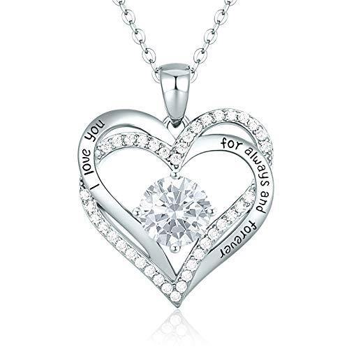 CDE Forever Love Heart Women Necklace 925 Sterling Silver Rose Gold Plated Birthstone Pendant Necklaces for Women - JOY2ESpree