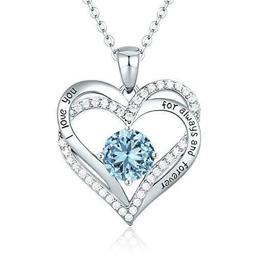 CDE Forever Love Heart Women Necklace 925 Sterling Silver Rose Gold Plated Birthstone Pendant Necklaces for Women - JOY2ESpree