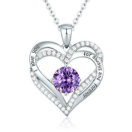 CDE Forever Love Heart Women Necklace 925 Sterling Silver Rose Gold Plated Birthstone Pendant Necklaces for Women - JOY2ESpree