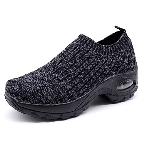 STQ Slip On Breathe Mesh Walking Shoes Women Fashion Sneakers Comfort Wedge Platform Loafers