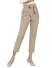 
                        
                          Load image into Gallery viewer, Freeprance Women's Pants Casual Trouser Paper Bag Pants Elastic Waist Slim Pockets
                        
                      