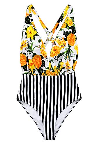 CUPSHE Women's Halter One Piece Swimsuit Keeping You Accompained Swimwear