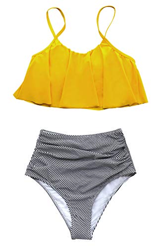 CUPSHE Women's High Waisted Falbala Bikini Set