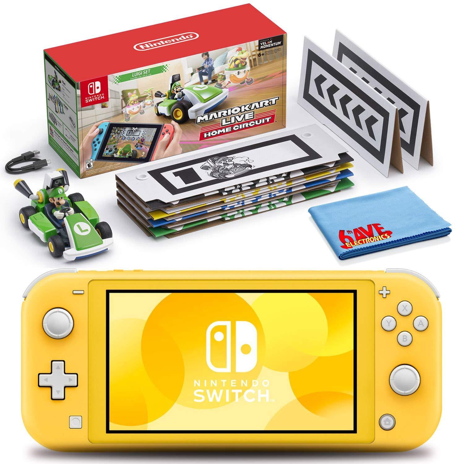 Nintendo Switch Lite (Gray) Bundle with Mario Kart Live: Home Circuit (Luigi Set) + 6Ave Cleaning Cloth - JOY2ESpree