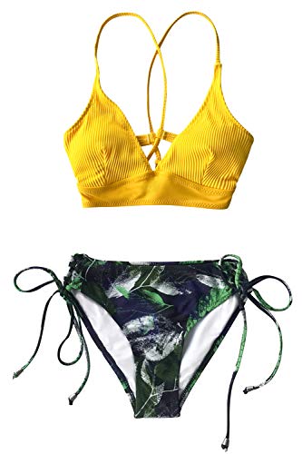 CUPSHE Women's Lace Up Bikini Swimsuit Adjustable Shoulder Straps Sets