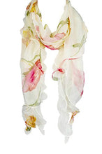 
                        
                          Load image into Gallery viewer, Double Layer Silk scarf, Floral Ruffle Silk Scarf, Summer scarf
                        
                      