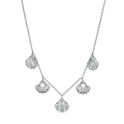 SWAROVSKI Women's Shell Jewelry Collection, Rhodium Finish, Aqua Blue Crystals - JOY2ESpree