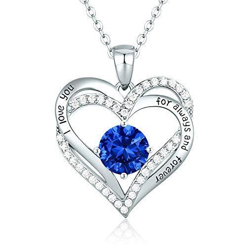 CDE Forever Love Heart Women Necklace 925 Sterling Silver Rose Gold Plated Birthstone Pendant Necklaces for Women - JOY2ESpree