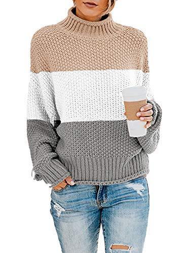 Saodimallsu Womens Turtleneck Oversized Sweaters Batwing Long Sleeve Pullover Loose Chunky Knit Jumper - JOY2ESpree
