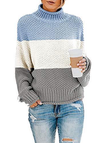 Saodimallsu Womens Turtleneck Oversized Sweaters Batwing Long Sleeve Pullover Loose Chunky Knit Jumper - JOY2ESpree