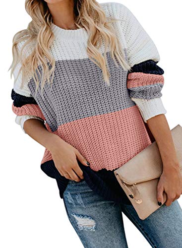 Dokotoo Womens Cute Soft Crewneck Long Sleeve Hollow Cable Knit Pullover Sweaters