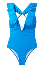 
                        
                          Cargar imagen en el visor de la galería, CUPSHE Women's One Piece Swimsuit Ruffle Deep V Neck Strappy Swimwear Bathing Suits
                        
                      