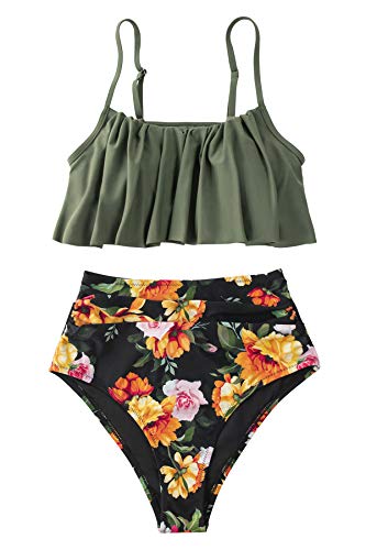 CUPSHE Women's High Waisted Falbala Bikini Set
