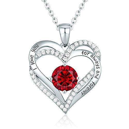 CDE Forever Love Heart Women Necklace 925 Sterling Silver Rose Gold Plated Birthstone Pendant Necklaces for Women - JOY2ESpree