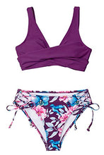 
                        
                          Load image into Gallery viewer, CUPSHE Women's Bikini Swimsuit Floral Print Lace Up Two Piece Bathing Suit
                        
                      