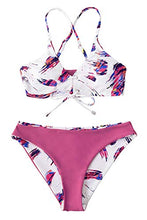 
                        
                          画像をギャラリービューアに読み込む, CUPSHE Women's Reversible Lace Up Bikini Sets Floral and Striped
                        
                      