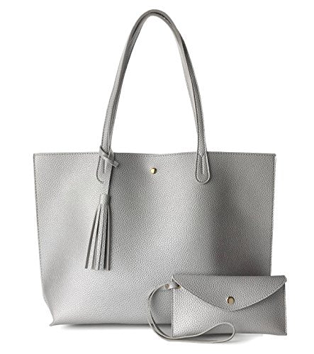 Minimalist Clean Cut Pebbled Faux Leather Tote Womens Shoulder Handbag