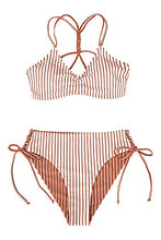 
                        
                          Load image into Gallery viewer, CUPSHE Women's Back Braided Straps Reversible Bottom Strappy Lace Up Bikini Sets
                        
                      