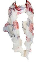 
                        
                          Load image into Gallery viewer, Double Layer Silk scarf, Floral Ruffle Silk Scarf, Summer scarf
                        
                      