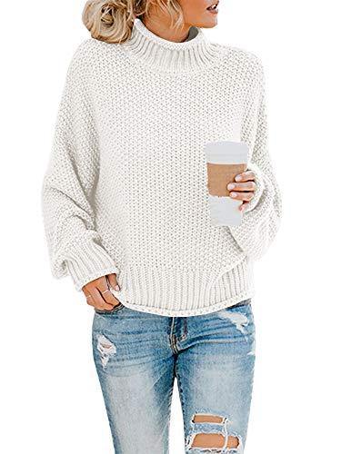 Saodimallsu Womens Turtleneck Oversized Sweaters Batwing Long Sleeve Pullover Loose Chunky Knit Jumper - JOY2ESpree