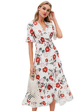 
                        
                          Load image into Gallery viewer, Miessial Women's Summer Chiffon V Neck Ruffle Maxi Dress Polka Dot Long Beach Wrap Dress
                        
                      