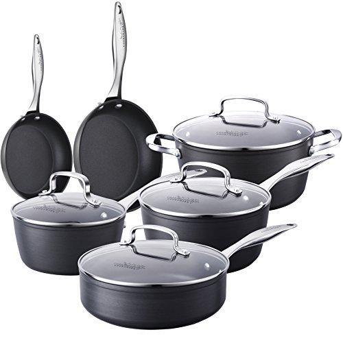cooper pan Hard Anodized Nonstick Induction Cookware Set,13-Piece Aluminum Pots and Pans Set with Lids, Dishwasher Safe Oven Safe, Black - JOY2ESpree