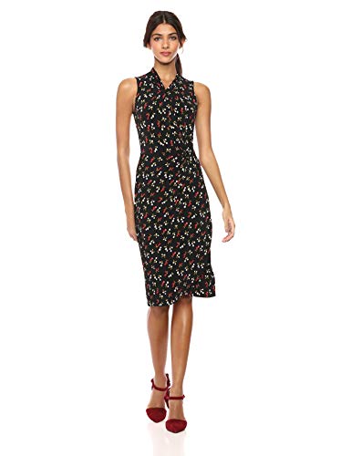 Amazon Brand - Lark & Ro Women's Sleeveless Crossover Twist Neck Faux Wrap Dress
