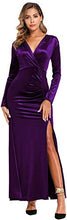 
                        
                          Load image into Gallery viewer, Ababalaya Long Sleeve Wrap Velvet Long Formal Dresses Cocktail Dress
                        
                      