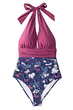
                        
                          Load image into Gallery viewer, CUPSHE Women's One Piece Swimsuit Halter Plunge Neck Ruched Tummy Control Bathing Suits
                        
                      