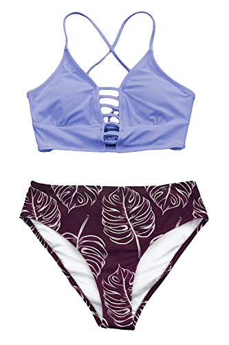 CUPSHE Women’s Bikini Swimsuit Floral Print Lace Up Strappy Two Piece Bathing Suit