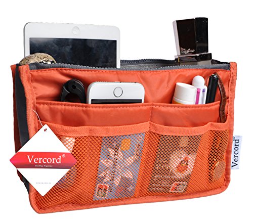 Vercord Purse Organizer Insert for Handbags Bag Organizers Inside Tote Pocketbook Women Nurse Nylon 13 Pockets Black Medium