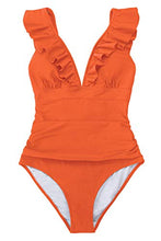 
                        
                          Muat gambar ke penampil Galeri, CUPSHE Women's V Neck One Piece Swimsuit Ruffled Lace Up Monokini
                        
                      