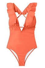 
                        
                          Cargar imagen en el visor de la galería, CUPSHE Women's One Piece Swimsuit Ruffle Deep V Neck Strappy Swimwear Bathing Suits
                        
                      