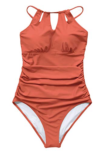 CUPSHE Women's One Piece Swimsuit High Neck Tummy Control Swimwear Bathing Suit