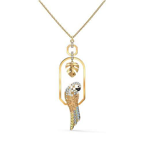 SWAROVSKI Women's Tropical Leaf and Parrot Design, Gold-Tone Finish, Necklace & Earrings Crystal Jewelry Collection - JOY2ESpree