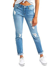 
                        
                          गैलरी व्यूवर में इमेज लोड करें, Resfeber Women's Ripped Boyfriend Jeans Cute Distressed Jeans Stretch Skinny Jeans with Hole
                        
                      