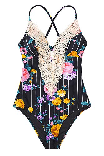 CUPSHE Fashion Women's Ladies Vintage Lace Bikini Sets Beach Swimwear Bathing Suit