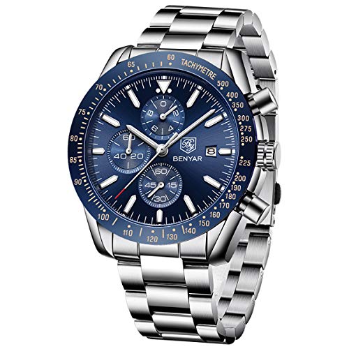 BENYAR Chronograph Mens Watch Quartz Movement 30M Waterproof | Leather Watch Strap