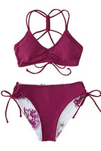 
                        
                          Load image into Gallery viewer, CUPSHE Women's Back Braided Straps Reversible Bottom Strappy Lace Up Bikini Sets
                        
                      