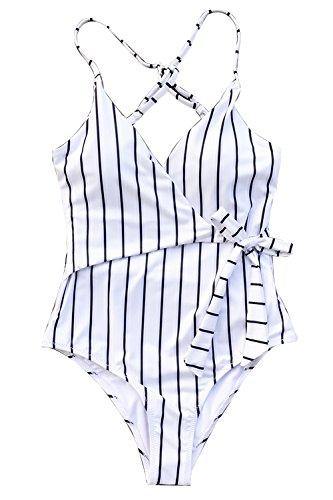CUPSHE Women's One Piece Swimsuit Wrap Tie Side Cross Back Swimwear Bathing Suits - JOY2ESpree