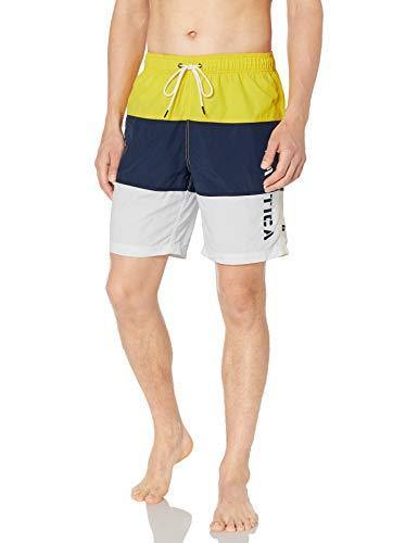 Nautica Men's Quick Dry Classic Logo Tri-Block Series Swim Trunk - JOY2ESpree