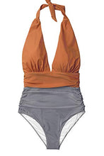 
                        
                          Load image into Gallery viewer, CUPSHE Women's One Piece Swimsuit Halter Plunge Neck Ruched Tummy Control Bathing Suits
                        
                      