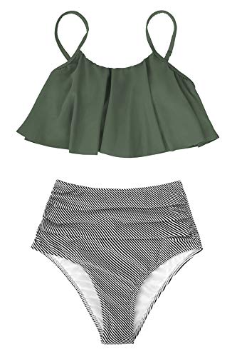 CUPSHE Women's High Waisted Falbala Bikini Set